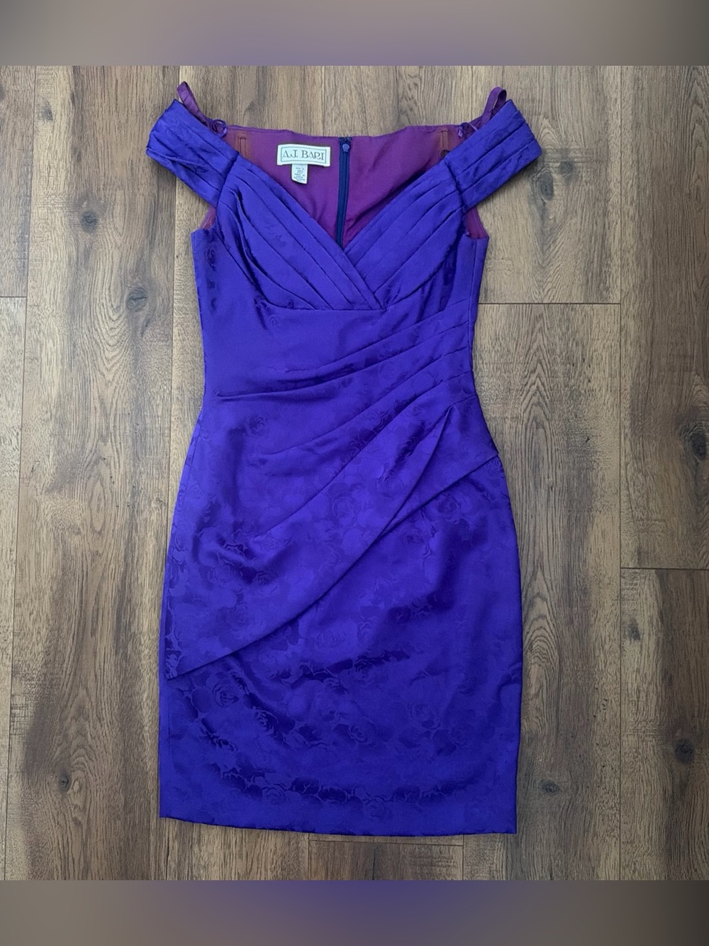 A.J. Bari Royal Purple Off-Shoulder Jacquard Sheath Dress